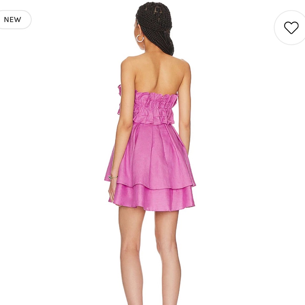 Pink Ruffle Strapless Mini Dress - Picture 4 of 5